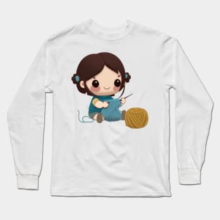 Chibi Knitting Mom Long Sleeve T-Shirt